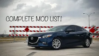 2018 Mazda3 2.0L Mod List!