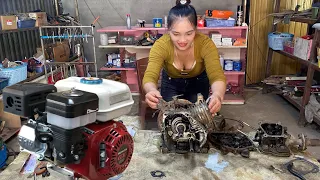 The genius girl restored and repaired the entire Honda Gx200 engine to help people|Mechanic Girl