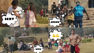 When Bodybuilder goes Shirtless in Lodhi Garden 🇮🇳 || Public Reactions || DEEPANSHU MANNI ||