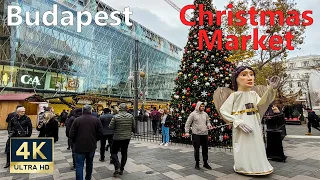 Budapest Hungary 🇭🇺 4K Christmas Market 2021 Vorosmarty Square Vaci Utca