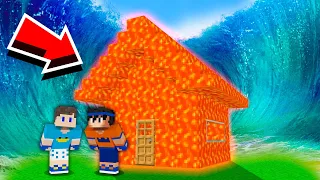 CASA DE LAVA VS TSUNAMI DE ÁGUA NO MINECRAFT!!