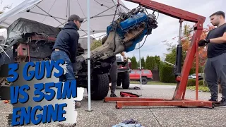 Removing The Engine (351M) From A 1978 DENTSIDE FORD F150! 1979 Ford Bronco Restoration |Part 13|