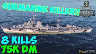 World of WarShips | T-61 | 8 KILLS | 75K Damage - Submarine Killer Replay Gameplay 4K 60 fps