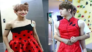 [ENG SUB]  Jin & V Dress up as girl