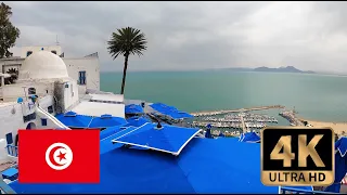 【4K Walk in Tunisia】Sidi Bou Said, Most famous touristic place in Tunisia ,  青と白の美しいチュニジア屈指の観光地