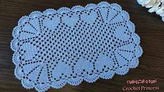 #العيد  مفرش كروشيه قلوب مستطيل يصلح سجادة للارضية💚 Crochet Hearts Mattress