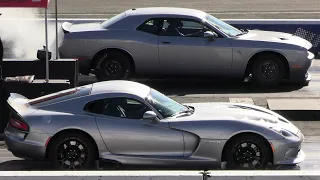 Challenger Hellcat vs Dodge Viper - drag racing
