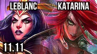 LEBLANC vs KATARINA (MID) | 7/0/3, 6 solo kills, 1.3M mastery, 600+ games | KR Diamond | v11.11