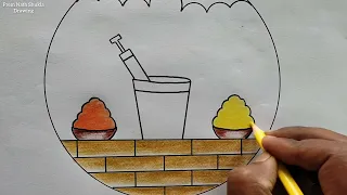 Holi Special Drawing / Holi Festival Drawing / Happy Holi Poster Drawing Easy Steps / Holi Drawing