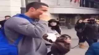 Cristiano Ronaldo is disguised as homeless to surprise a child 2015 ◄el_khiyali ►