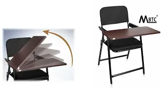 MBTC Mavic Wrought Iron Folding Study Chair with Cushion & Adjustable Writing Pad