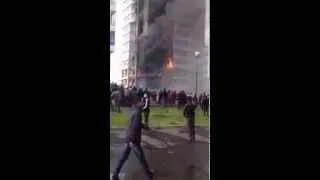 Страшный пожар в 25 ти этажном жилом доме в Красноярске 21 09 2014