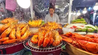 Thai Street Food in Bangkok. Central World Square Food Market on Christmas Day