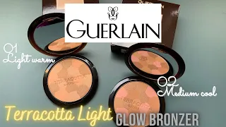 GUERLAIN TERRACOTTA LIGHT HEALTHY GLOW BRONZER 01 Light Wam & 02 Medium Cool swatches