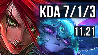 KATARINA vs VEX (MID) | 2.6M mastery, 7/1/3, 900+ games, Dominating | BR Diamond | v11.21