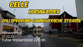 Celle Hochwasser Vollsperrung Hannoverschestr 27.12.23