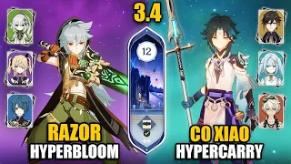 F2P Razor Hyperbloom & C0 Xiao Hypercarry Team | Spiral Abyss 3.4 Floor 12 9 Stars | Genshin Impact