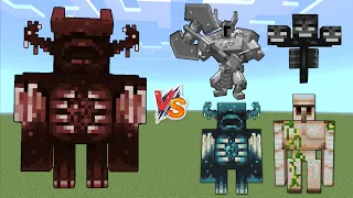 Bulky warden vs Minecraft Bosses - Wither, Iron Golem, Warden, ferrous Wroughtnaut