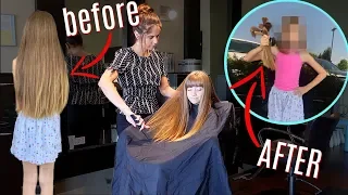 8yr old DONATES over 15 INCHES of hair!