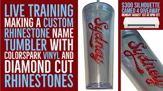 Live Training How to Make a Custom Rhinestone and Vinyl Name Tumbler | $300 Cameo 4 Giveaway