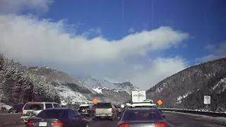 Interstate 70 traffic jam near the Eisenhower tunnel in Colorado