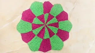 12 KALI POOJA AASAN/TABLE MAT/DOOR MAT KNITTING। HOW TO MAKE MAT । Easy steps । #