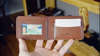 Making a Leather Bifold Wallet - ASMR
