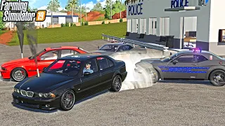 DRIFTING AND BURNOUTS IN FRONT OF POLICE | TROLLING COPS | FARMING SIMULATOR 2019