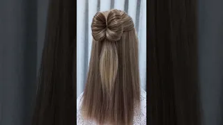 bow tie bun hairstyle for girls🤩🤩💫 #easyhairstyle #cutehairstyle #hairstyle #shorts