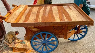 The Amazing Process Of Making Wooden Hand Cart | Wood Carving | Hand Cart Making Process