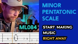 Start making music right away.  An easy way to visualize the minor pentatonic scale.