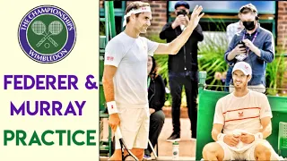 Roger Federer & Andy Murray Practice Together at Wimbledon 2021