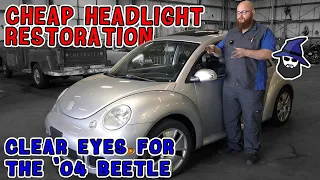 CAR WIZARD shows how to restore headlights cheap! And how to replace headlamps on '04 Turbo S Beetle