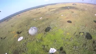 POV Footage of UK Soldier With Parachute Regiment Jumping Into Ukraine During Airborne Operation