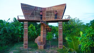 Build The Most Modern Bamboo Resort House In The Rainy Season Using Hand Tools [part 2]