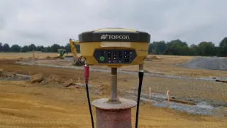 GPS / GNSS Base Station Control Point & Upclose Look At Dozer