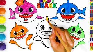 ☀️ Baby Shark Family | Drawing & Coloring 🎵 Nursery Rhymes & Kids Songs