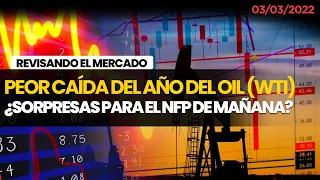 💥 Cierre 03.03.22 Petróleo WTI en su Peor Caída del año | ¿Qué Escenarios para el NFP de mañana?