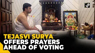 Lok Sabha Polls 2024: BJP Bengaluru South Candidate Tejasvi Surya offers prayers at his residence
