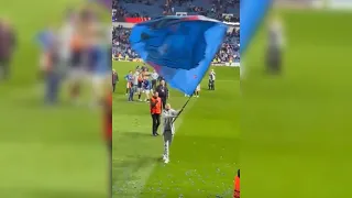 Andy Firth at full time Rangers vs RB Leipzig (With Union Bears flag)