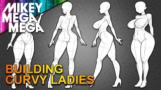 CURVY ANIME GIRL POSES FROM BASIC SHAPES (How To Draw)