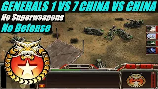 C&C Generals _1 VS 7 Brutal Armies No Defense  No Superweapons 1 China vs 7 China ( Twilight Flame )