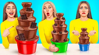 Big, Medium and Small Plate Challenge | Chocolate Fountain Fondue Challenge by Multi DO