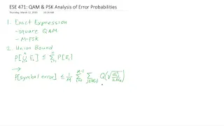 ESE 471 QAM and PSK Analysis of Error Probabilities