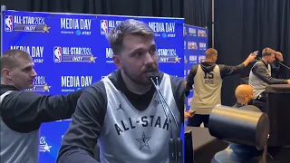 Nikola Jokic sneaks up on Luka Doncic during All Star interview to mess with him 😂