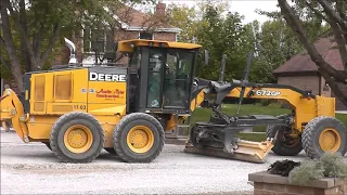 Leveling Road Base With John Deere 672gp Motor Grader Residential Road Construction