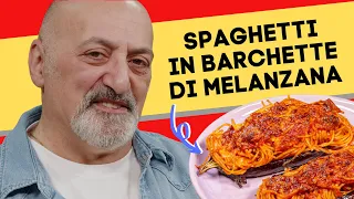 Spaghetti in barchette di melanzana