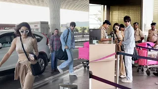 Sara Ali Khan & Ibrahim Ali Khan Spotted At Airport