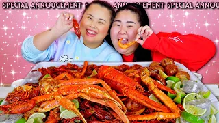 KING CRAB LEGS + LOBSTER + GIANT SHRIMP + CRAWFISH + SEAFOOD BOIL MUKBANG 먹방 EATING SHOW!