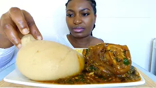 Asmr mukbang ogbono soup with fufu/Nigerian food mukbang